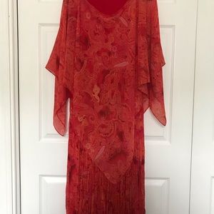 Travelsmith Midi Dress w/ Matching Sheer Poncho M